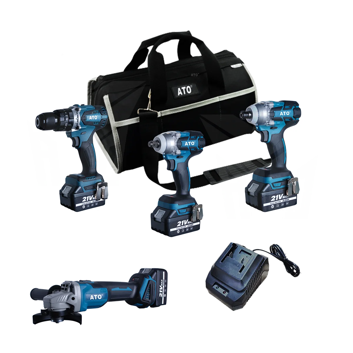 ATO power tools CB2004 four in one 4.0ah electric brushless cordless impact drill wrench reciprocating saw 21v combo kit set