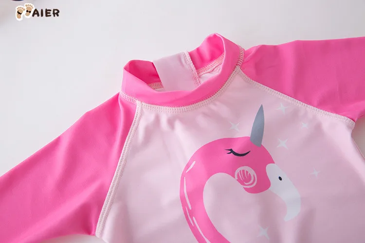 Baby Girl Swimwear Halloween Swimsuit Bathing Suit  Pink 3D Frill Mane Flamingo Beachwear Kids UV Protection