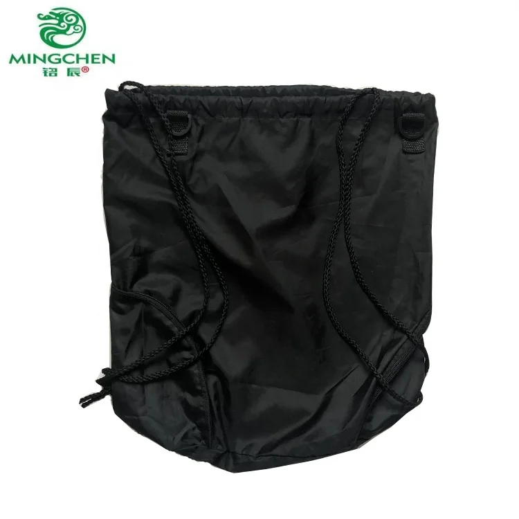 simple polyester 210T 210D oxford fabric durable drawstring backpack with handle and pockets