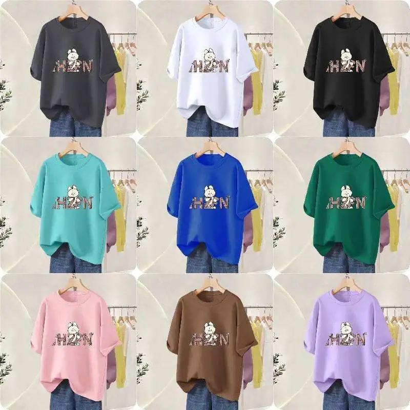 Oversize Blank Solid Colors T shirt Custom Logo Outdoor O-Neck Soft Basic Plain Casual Style Ladies Graphic T shirts For Women