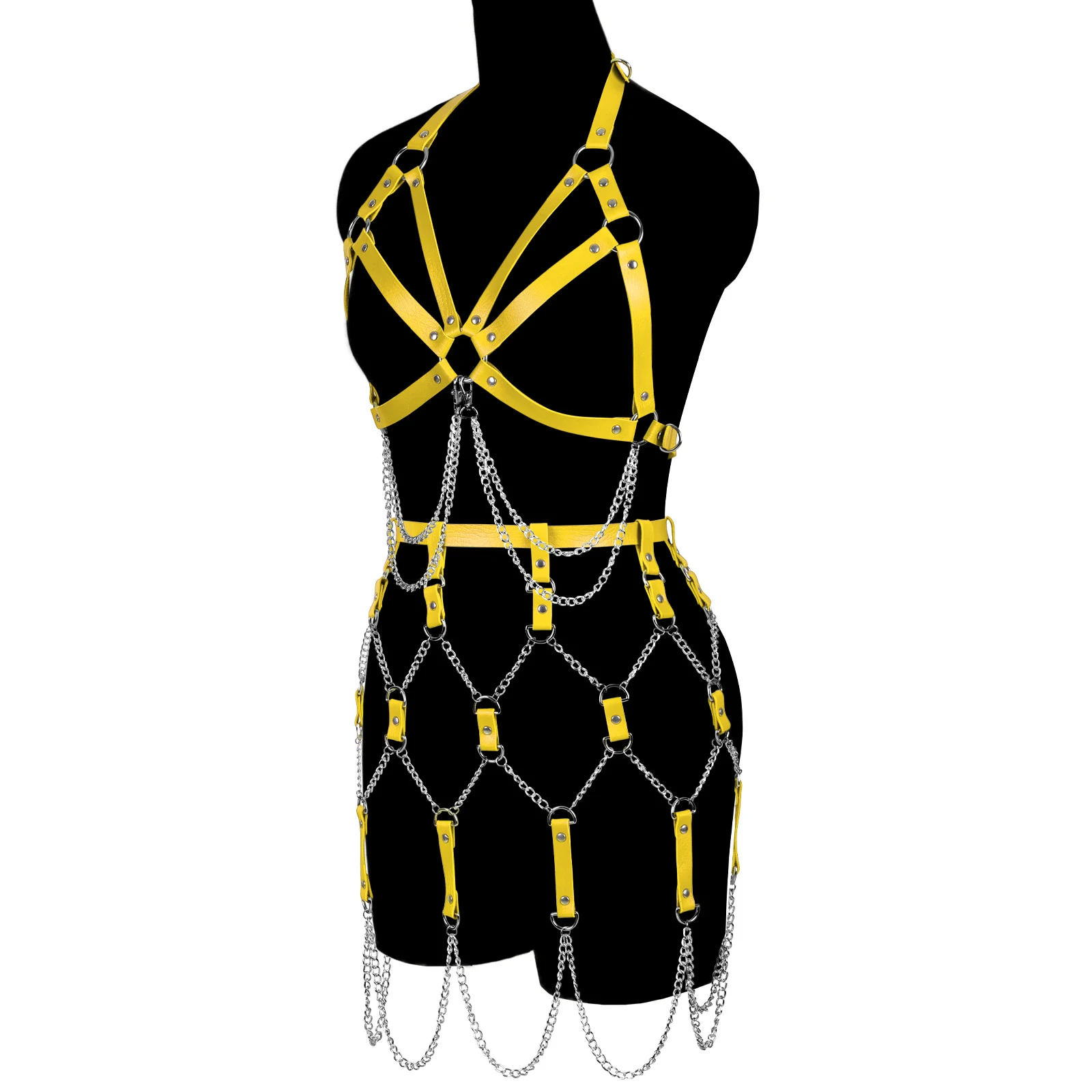 Fetish bondage erotic fringed body chain Cosplay Costume sexy leather ladies lingerie