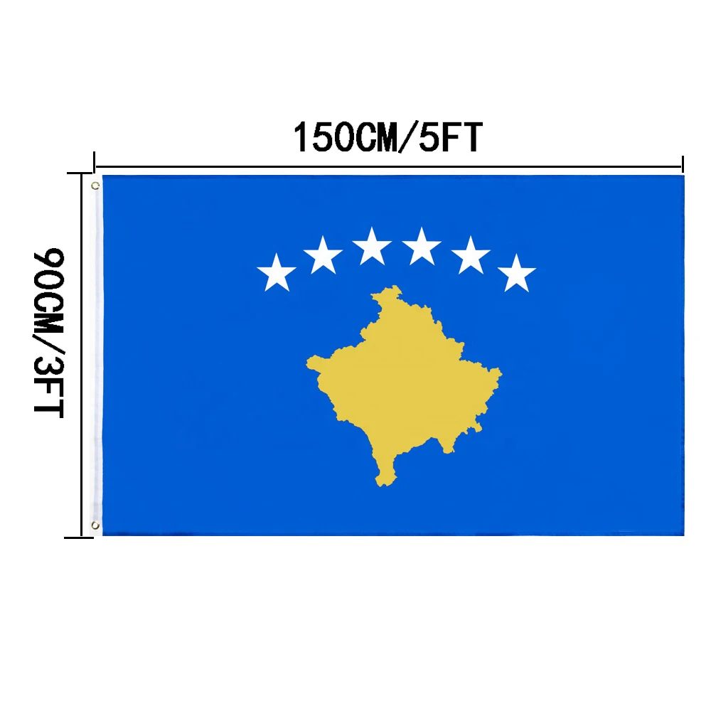 China Supplier Wholesales Kosovo Flag Silk Printing 100% Polyester Outdoor National Day Event 3x5 Kosovo Flag With 2 Grommets