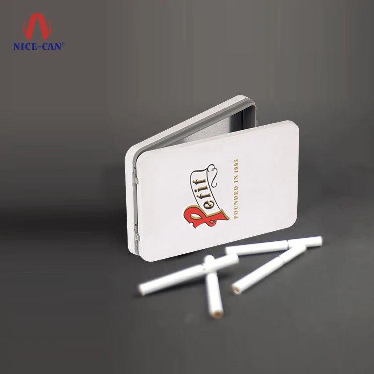 China Factory Custom Cigarette Box Hinged Metal Cigarette Case Rectangular Portable Cigarette Tin Box
