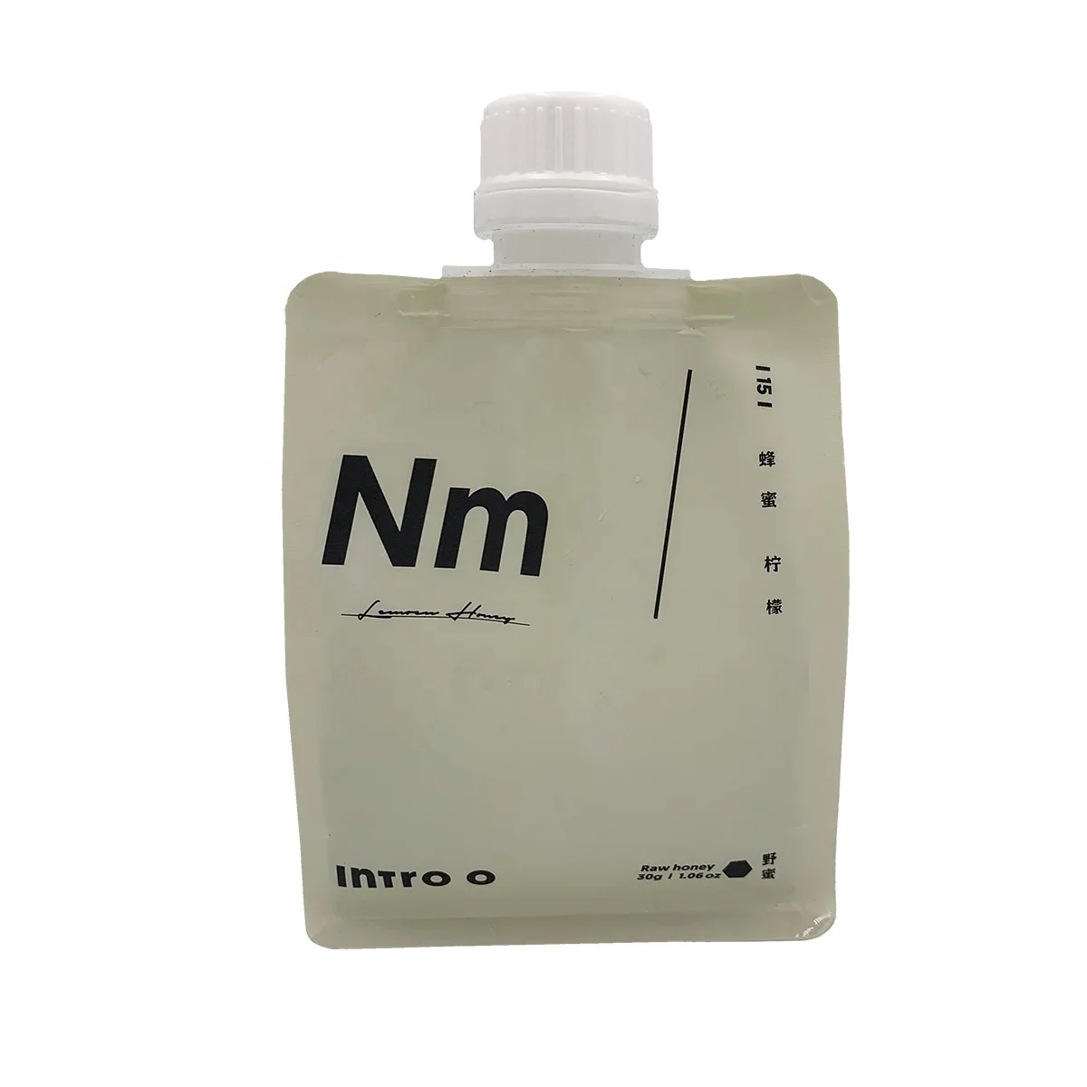 Custom small food plastic bag doypack 100ml flat bottom pouch honey spout pouch filling liquid packaging