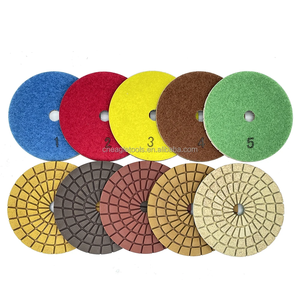 Best Quality 4 Inch 100mm 5 Step Diamond Floor Polishing Pads for Stone Edge Polish