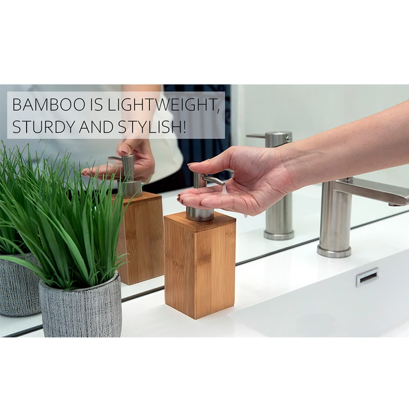 Wholesale Price Eco-friendly Bamboo Soap Dispenser Sustainable Durable Bath Room Custom Logo Bamboo Liquid Soap Dispenser