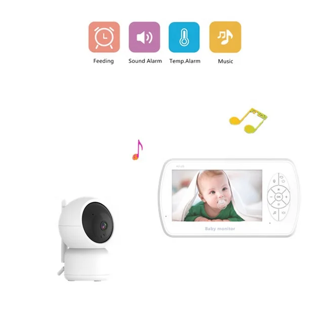 Монитор для радионяни с ЖК-экраном 4 3 дюйма предупреждение о Плаче 6 колыбельных и обнаружение температуры беспроводная камера безопасности