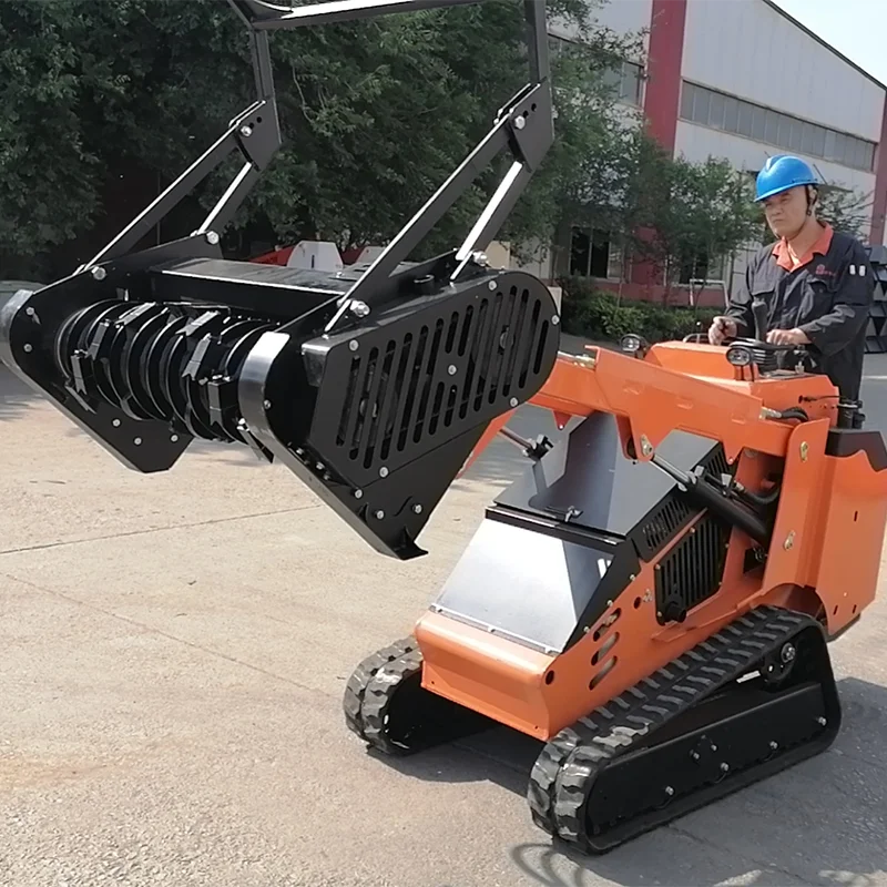 TIEJIA 25hp Kubota engine Diesel Skid Steer Hydraulic Polit Mini Skid Steer Loader Track Loader Skid Steer With Forestry Mulcher