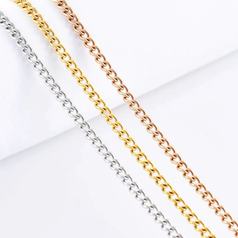 fashion 18k yellow gold stainless steel curb link chain necklace