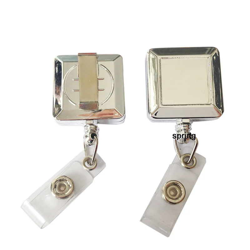 Custom logo Metal Square Easy Pull button Nurse Accessories Document Puller Retractable Buckle Keychain