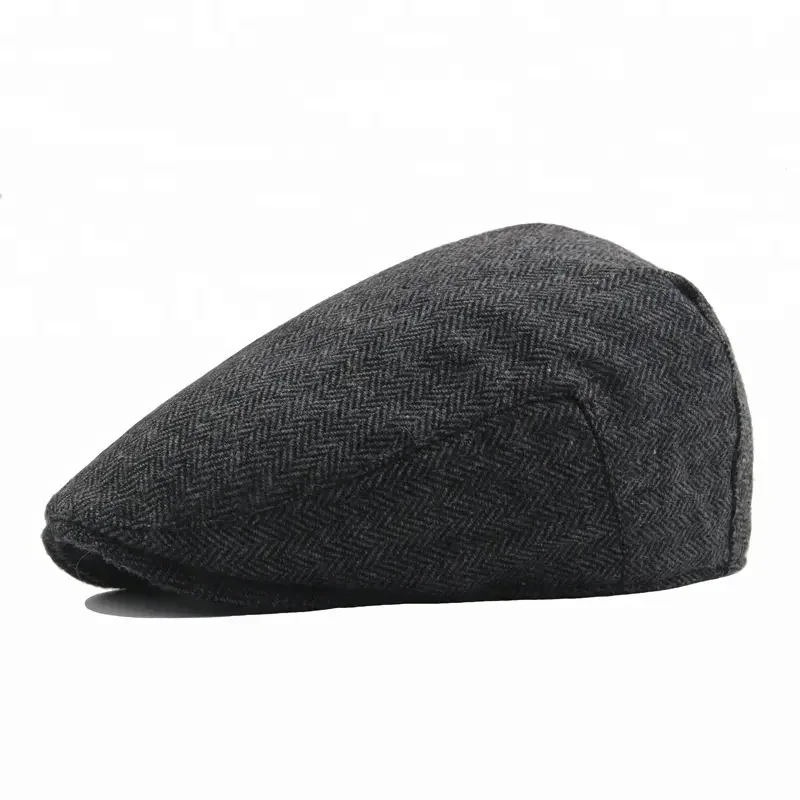 Wholesale Herrigbone Pattern Flat Top Ivy Hat Caps Men gatsby hat Custom Size Acceptable Autumn Winter Men Berets