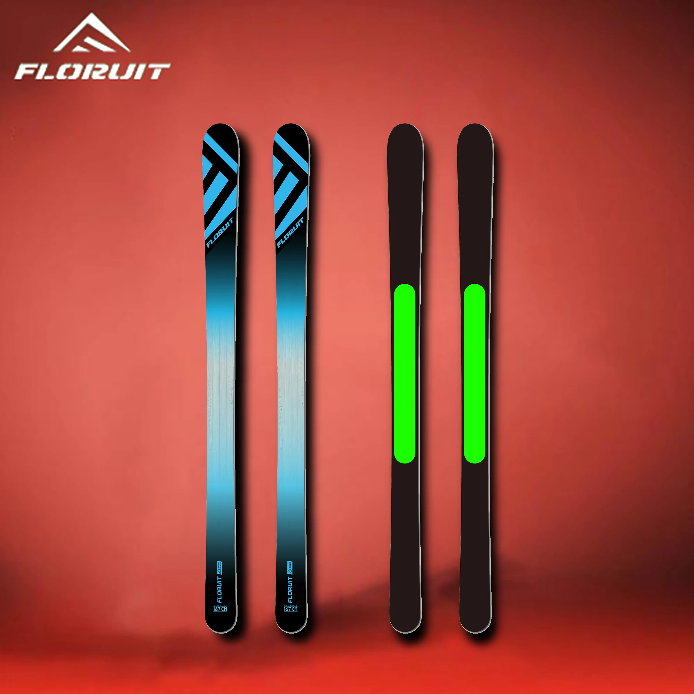 FLORUIT   Adult  Hok skiing wide backcountry ski set equipment with bindings