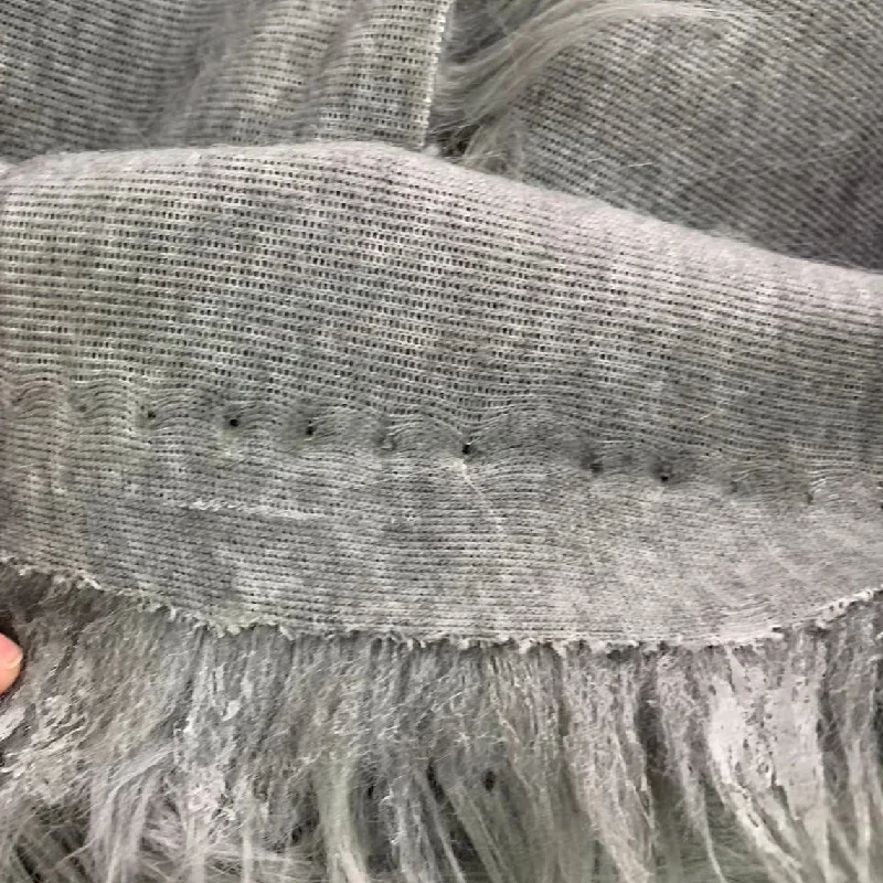 grey color long hair faux fur fabric