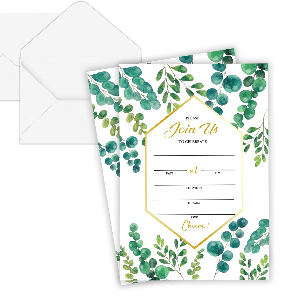 PAFU Wedding Bridal Shower Baby Shower Invitations with Envelopes Greenery Join Us Cards 25 pack