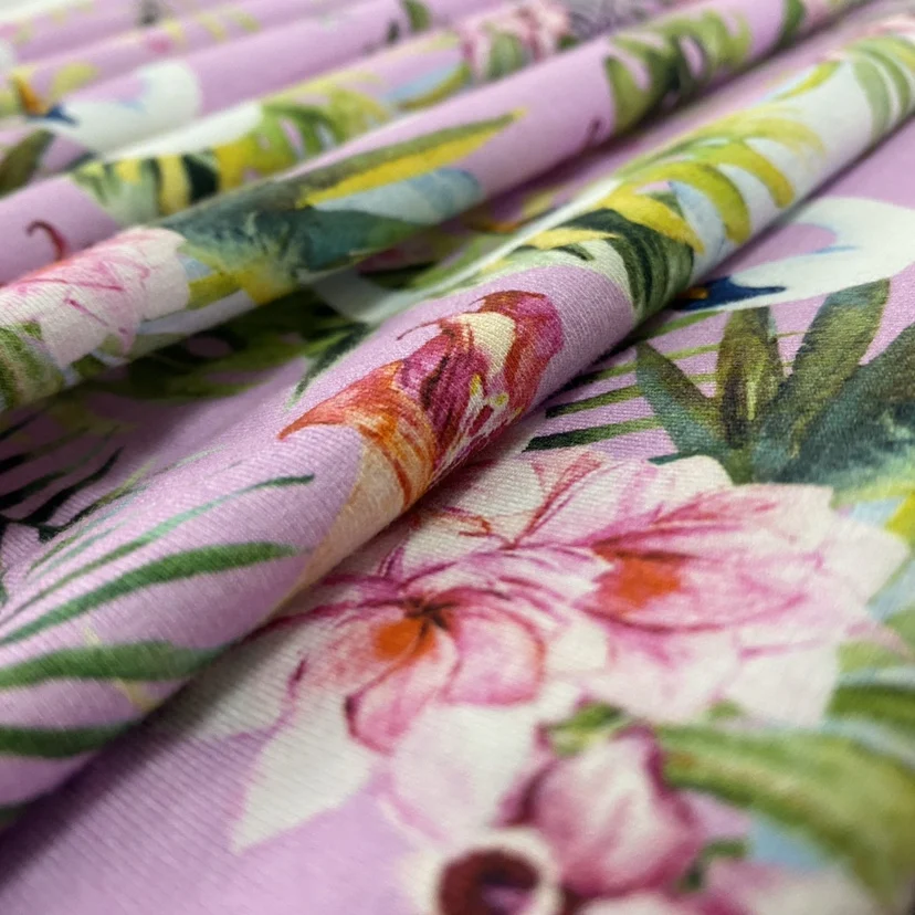 custom cotton lycra fabric digital printing 92 cotton spandex knitting fabric for girls dress