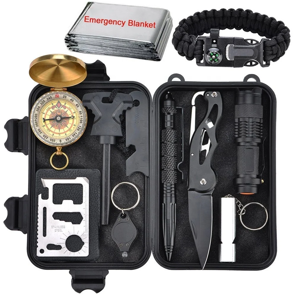 AJOTEQPT High Quality Compass Card Survival Kit For Travel Hike Field Tactical Outdoor