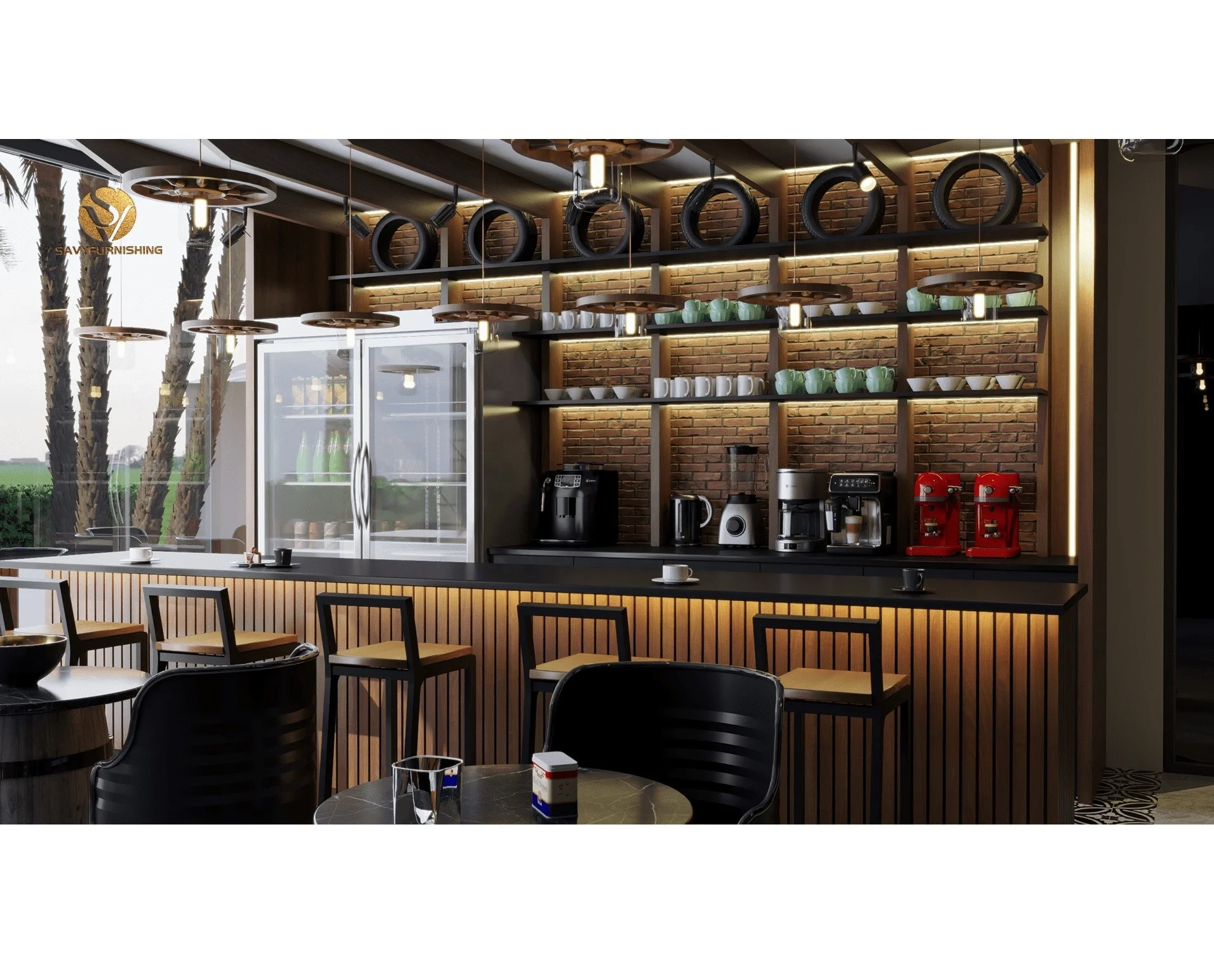 Customized Coffee Shop Counter Design Commercial Bar Counter Factory Hookan Cigar Bar Furniture For Sale