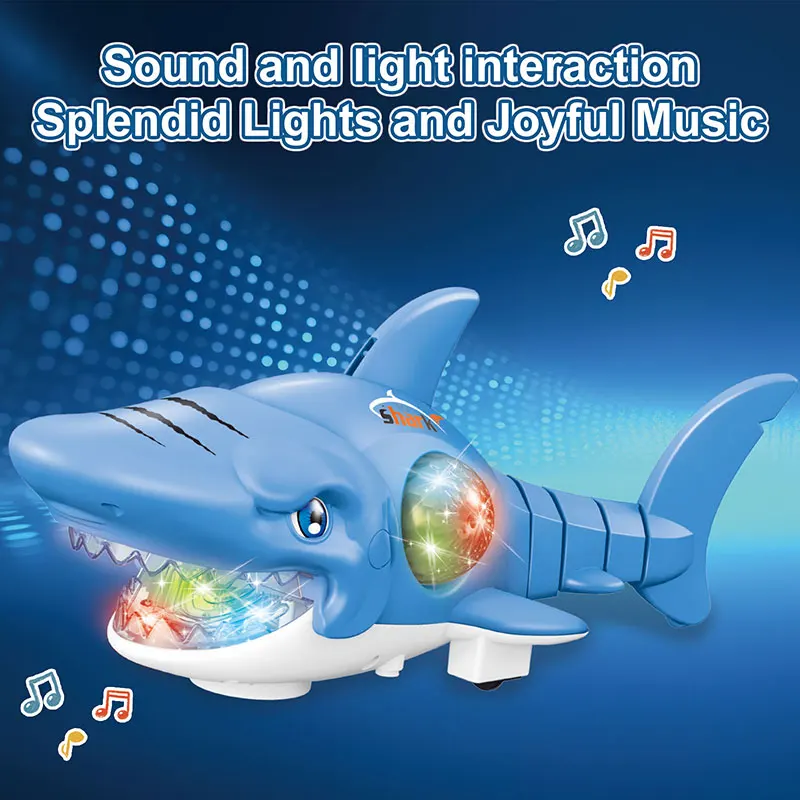 Electric Music Toys Cartoon Big Mouse Shark Toys with Colorful Lights Running Crawling Baby Toy For Kids