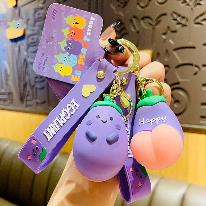 Cute Funny Bump Butt Keychain Anti Stress Vegetable Keychain Trend Woman Bag Pendant Couple Accessories Man Car Key Chain