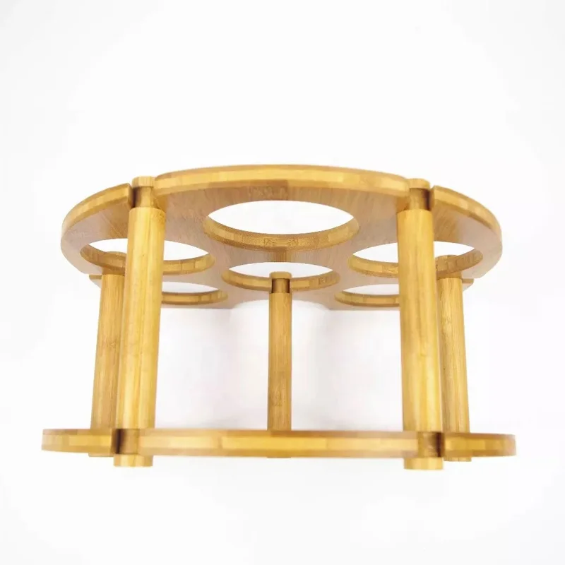 Wholesale Removable Caramel Bamboo Wine Rack Eco-Friendly Wood Wine Holder Display Storage 6 Bottles Bamboo Wooden Wine Rack