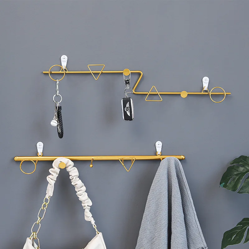 Wholesale NORTHERN Europe CONTRACTED IRON ART MULTIFUNCTIONAL GOLD HOOK into the door bedroom toilet study a number of storage