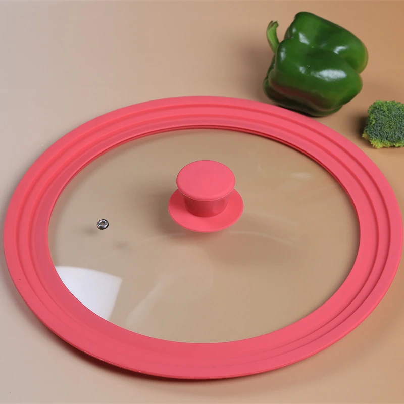 Universal Silicone Glass Lid Covers for Pots and Pans with knob Tempered Glass & Food Safe Silicone Rubber Rim  Dishwasher-Safe