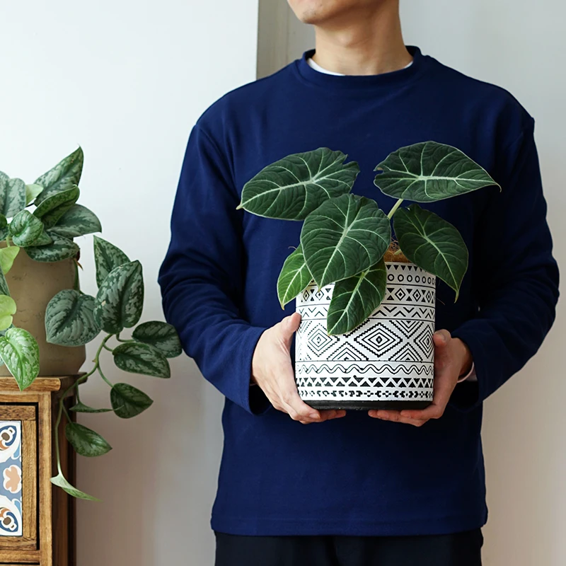 Bohemia retro geometric pattern balcony home decor cement plant potted gardening flowerpots ceramic succulent pots