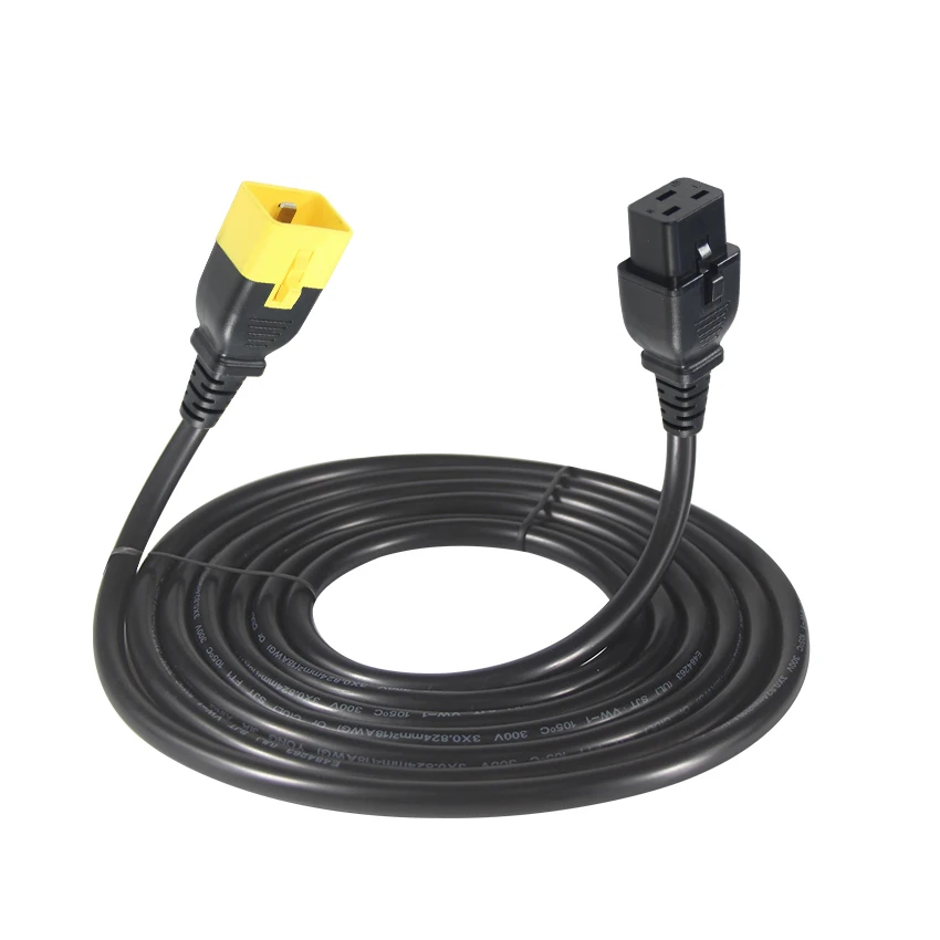 250V Pvc Rubber Jacket Power Extension Cord Iec320 C19 To C20 Ac Power Cord Heavy Duty Cable Connector
