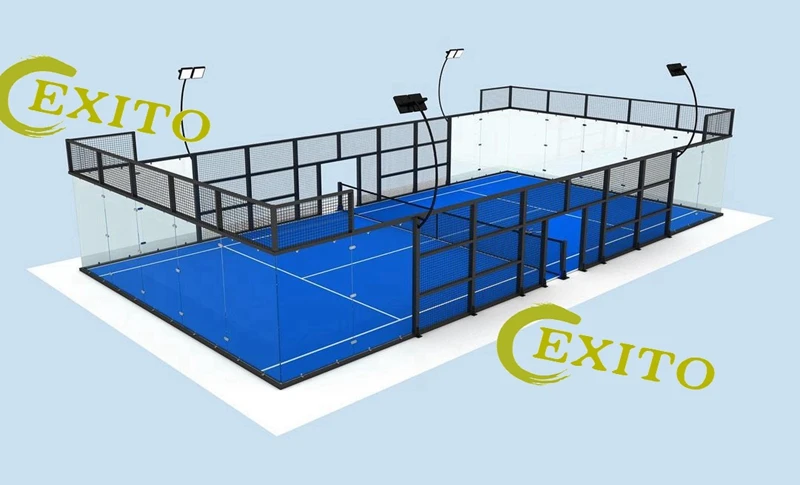 2024 Good Price Panoramic Paddle Tennis Court Without Corner Indoor & Outdoor Padel Tennis Court