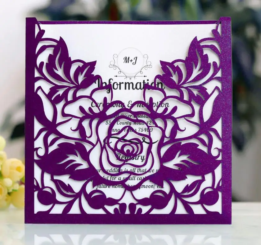 Красная роза пригласительная открытка лазерная резка Бумага День Святого Валентина открытка