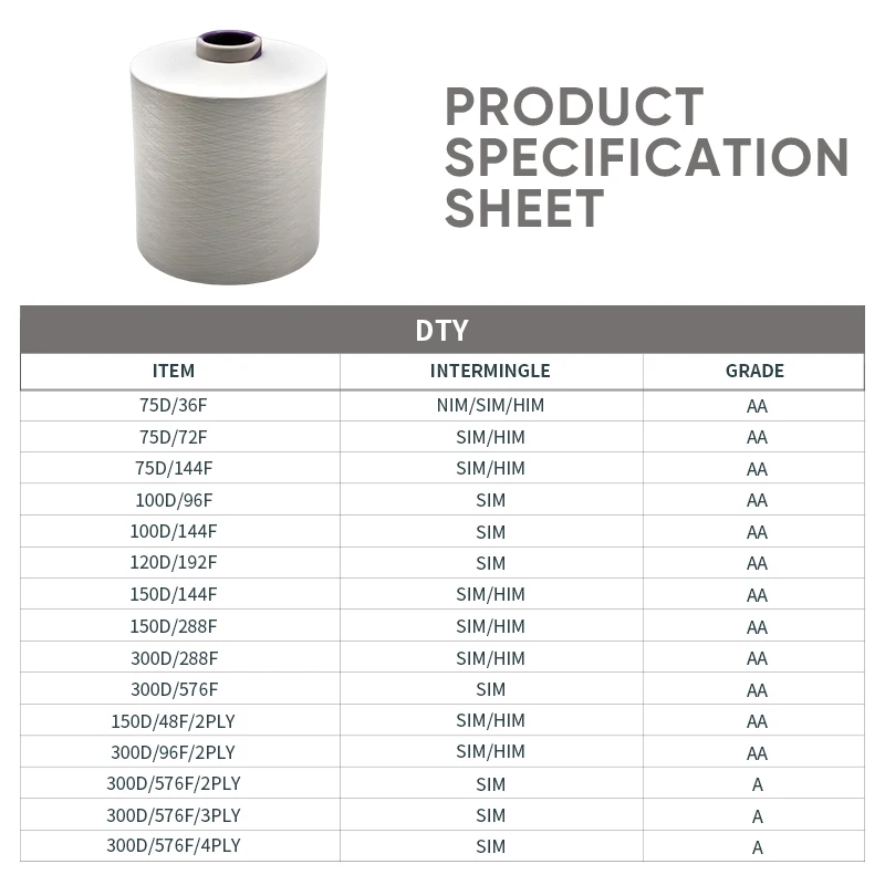 Factory Price 150 Denier Yarn  100 PCT Draw Textured Yarn DTY 150D/48F NIM/HIM Polyester for Warping