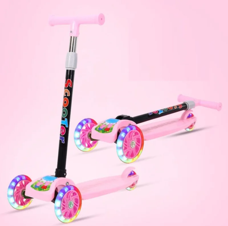
Foldable 3 Light Up Wheels Scooter Customized Adjustable Handles Kick Scooter Children 