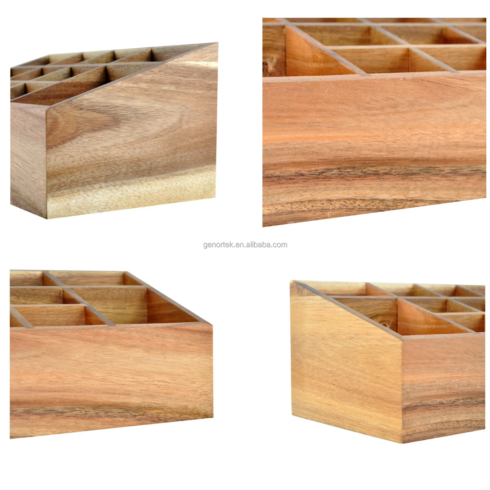 10 Compartment Wood table Sundries Organizer Cosmetic case Multifunctional Flatware Caddy