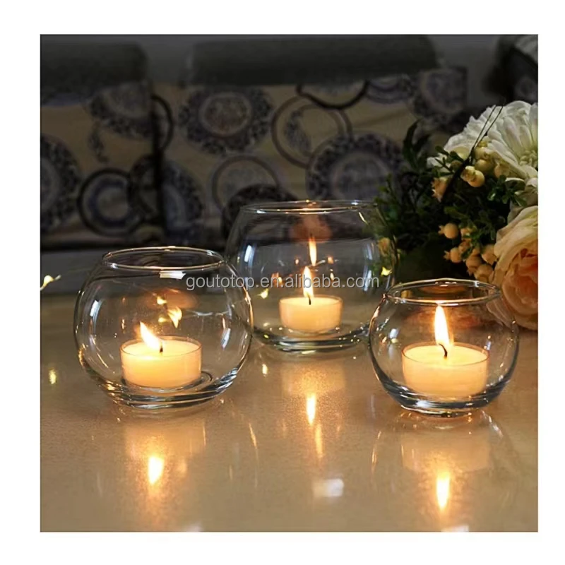 Crystal transparent spherical vogue candle jar glass candlestick ornaments egg cup candle holder empty cup