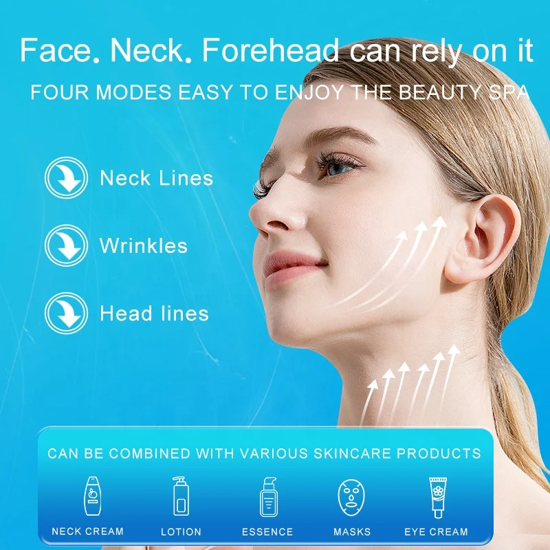 Beauty equipment wholesale New Ultrasonic 3 Colors LED Light Heating EMS Microcurrent Face Neck Lifting Massager