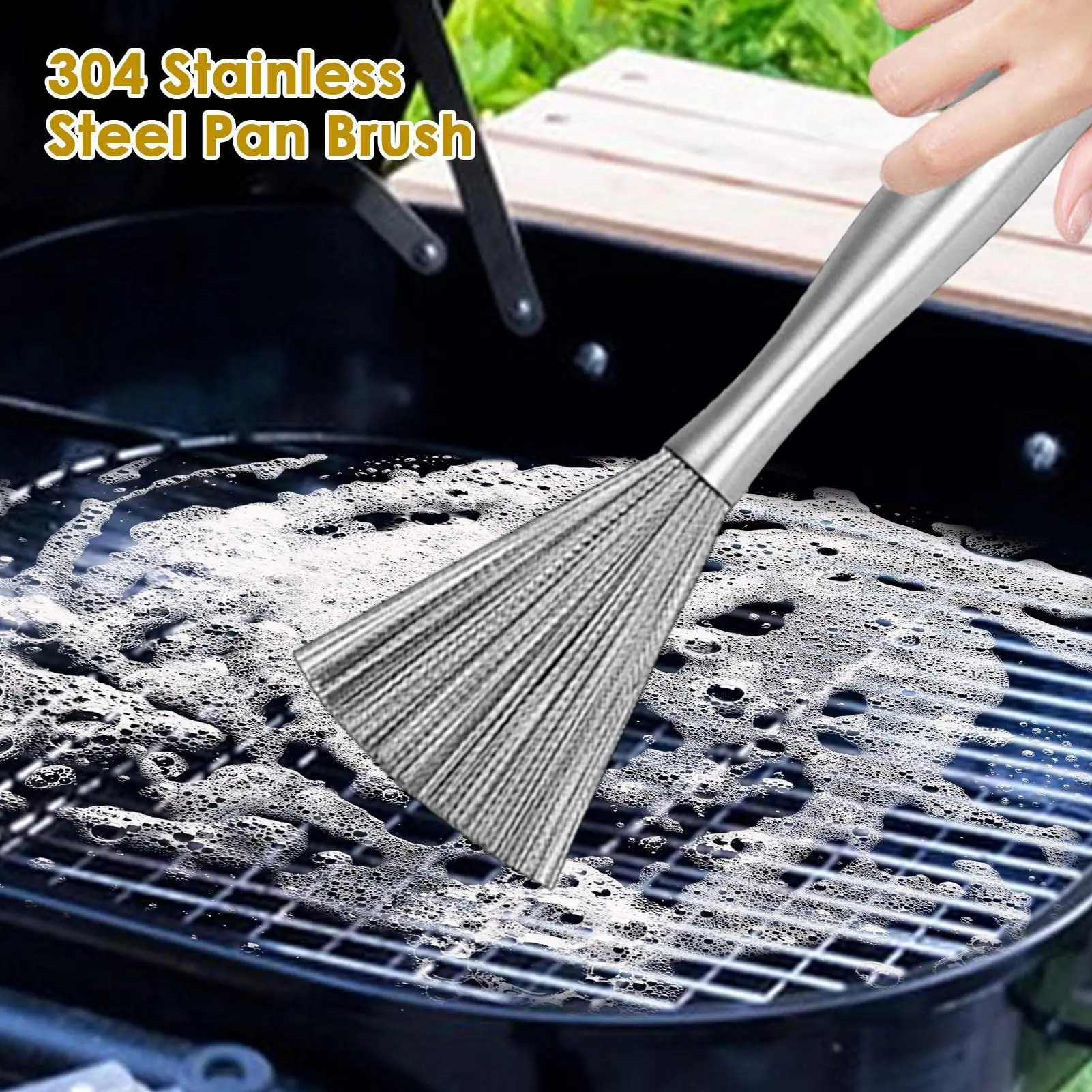 Stainless Steel Flexible Pot Cleaning Brush Kitchen Not Hurt the Dishwashing Brus Hung Long Handle Wire