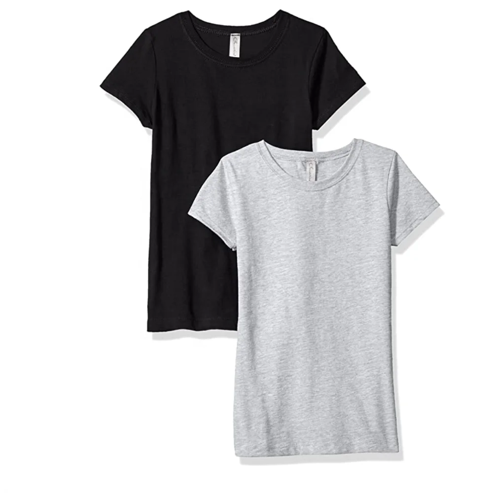 youth girls plain clothes manufacturer children clothing Youth Girls Everyday T-Shirts Crew neck