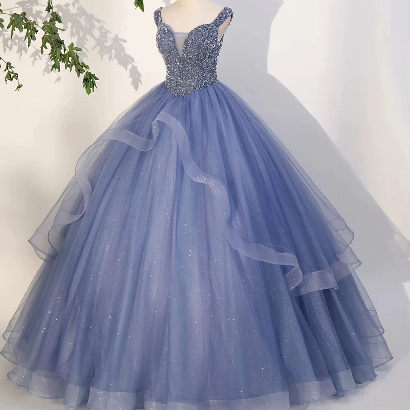 Modest 15 Quinceanera Luxury Beaded Glitter Wedding Gowns Dress Ladies Bridal Wear Prom Dresses