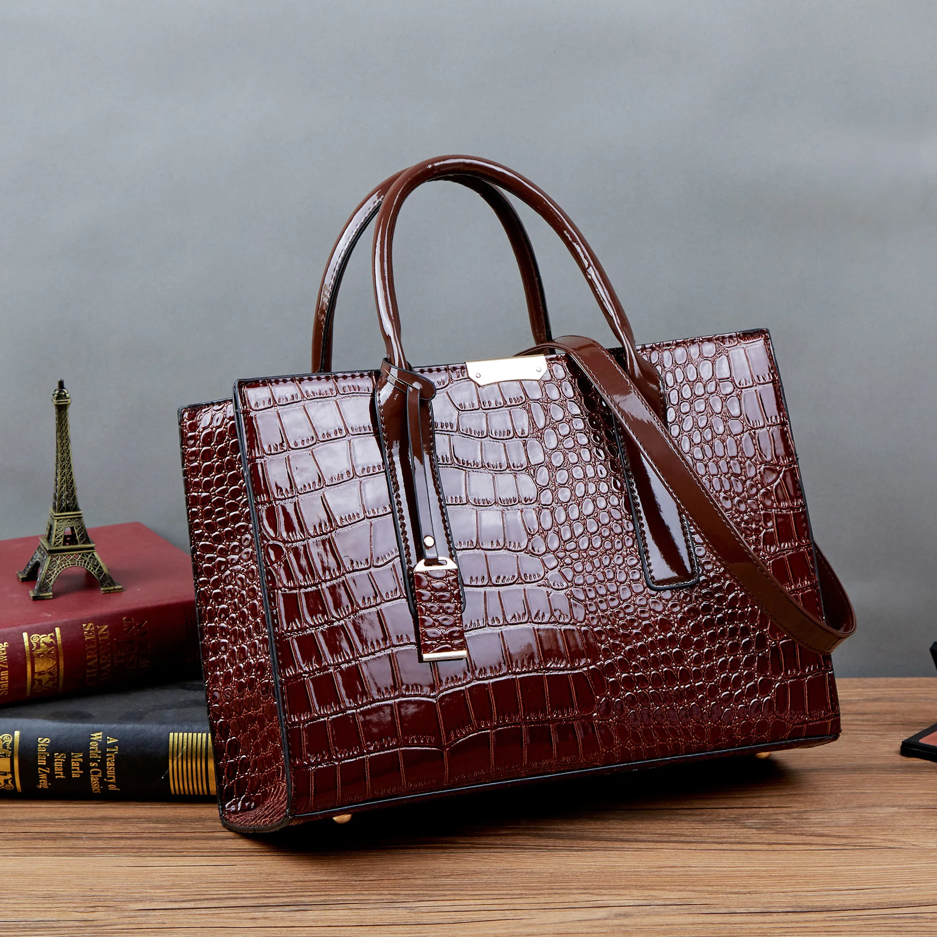 High Quality Crocodile Pu Leather Ladies Handbags Alligator Pattern Women Tote Bag Fashion Luxury Lady Hand Bags