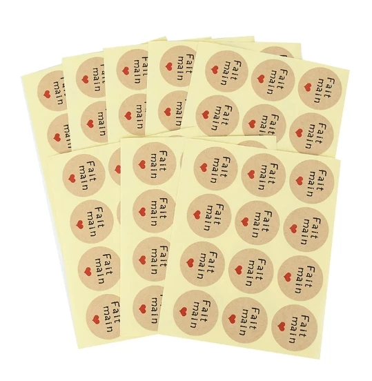 Custom Printed Round Logo Label Sticker Roll Kraft Paper Circle Adhesive Labels