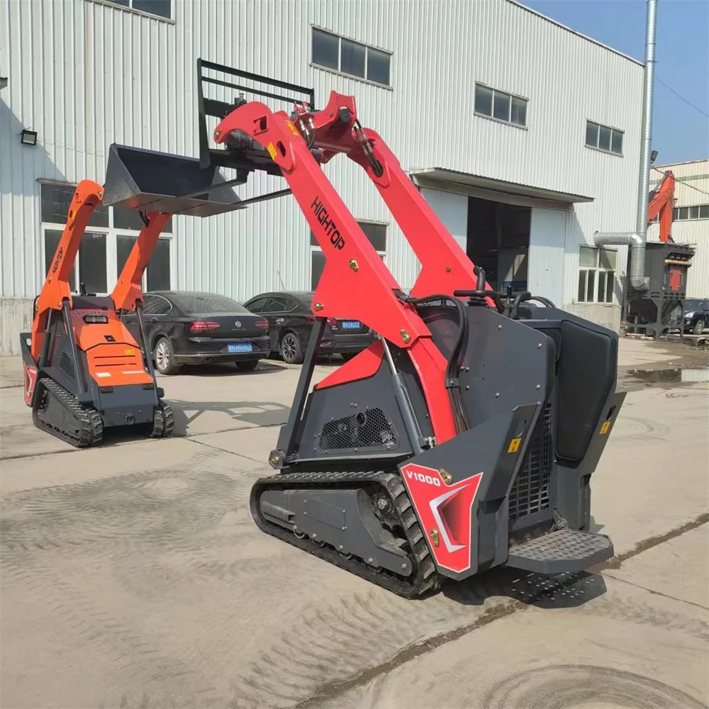 HT-V1000 Hydraulic Small Skid Steer Loader With Auger Trencher EPA/Euro 5 With Big Hydraulic Oil Tank Capacity