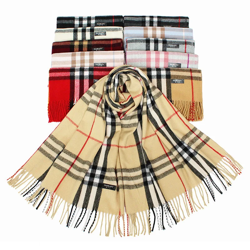 2021 autumn and winter new men and women large plaid imitate scarf fringed cashmere shawl dual-use spot wholesale