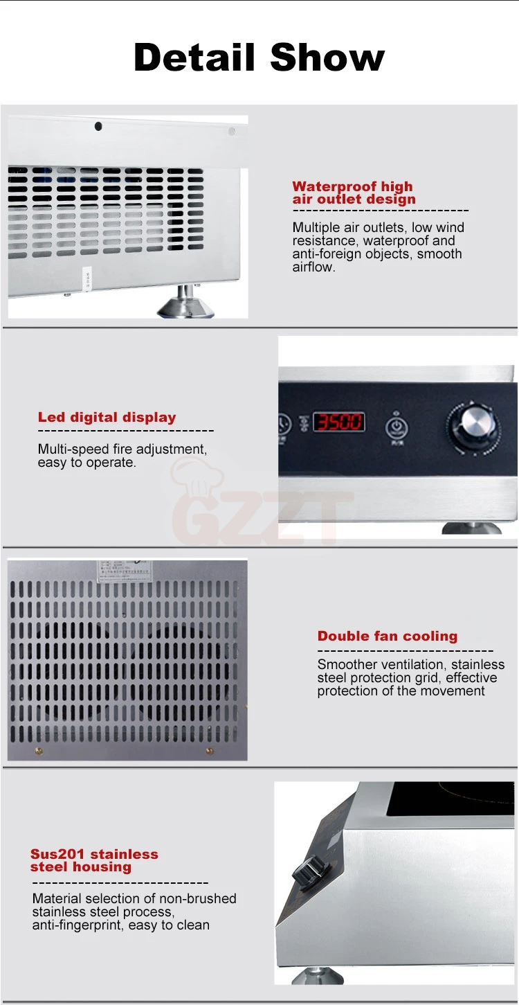 3500W 220V OEM одиночный коммерческий с плоским верхом черного цвета украшением в виде кристаллов нагревательная пластина для индукционной плиты столешница электрическая