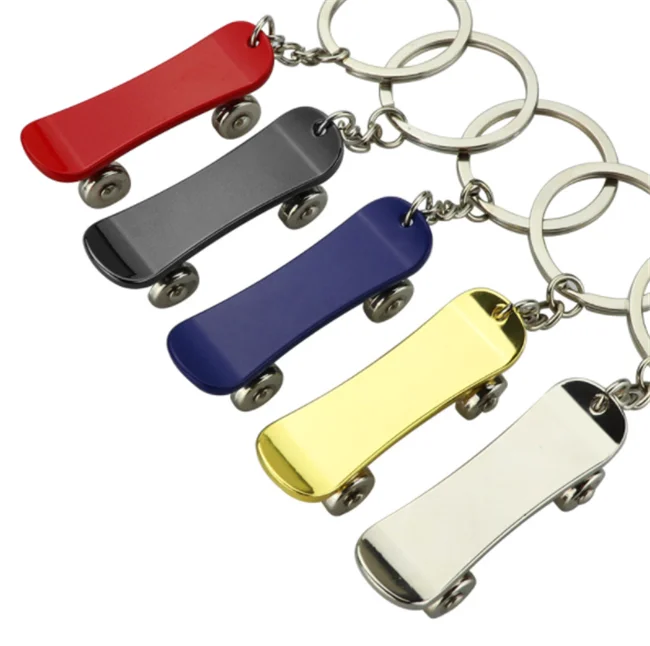 Mini Net Red Skateboard Pendant Promotional Holiday Gift Creative Simulation 3D Scooter Metal Keychain