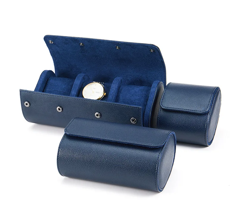 Aimgal 3 positions Bovine two-layer synthetic leather watch roll travel storage case logo customization