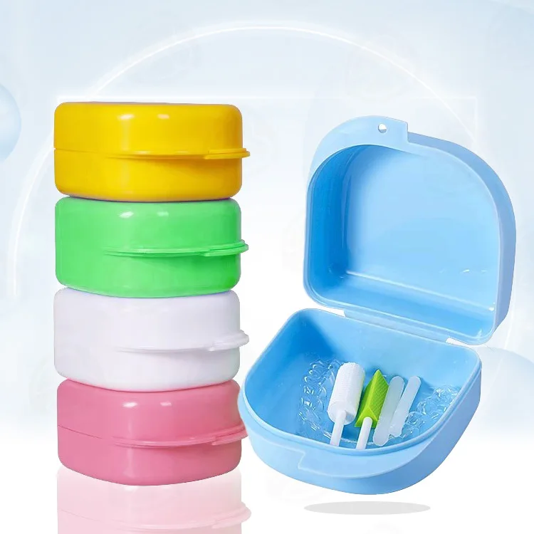 Full Medical Denture Mouth Guard Box Dental Orthodontic Retainer Box Case Plastic Teeth Container Denture Box