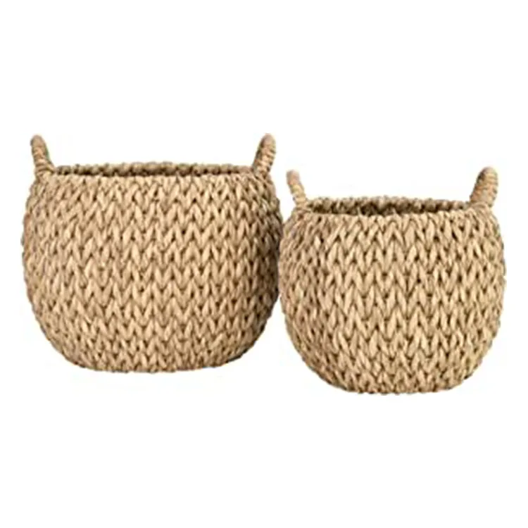 Wholesale natural water hyacinth seagrass storage baskets round basket for kids