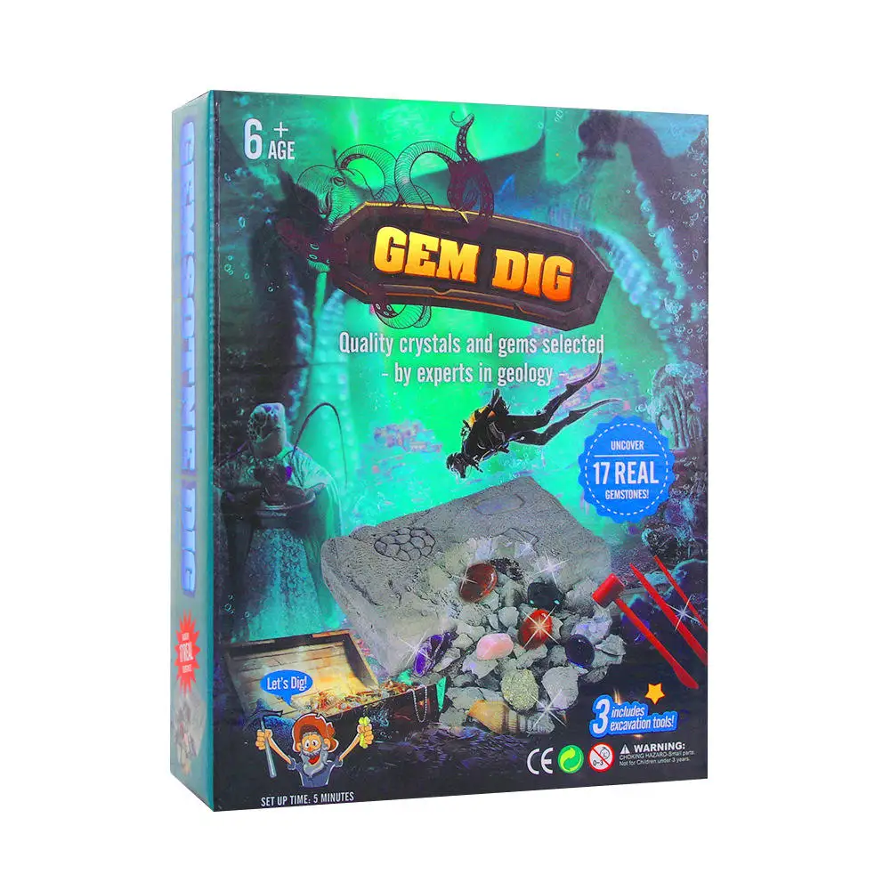 Toys Game Educational Gems Excavation Set Stone Dig Kit for Kids Early Learning
