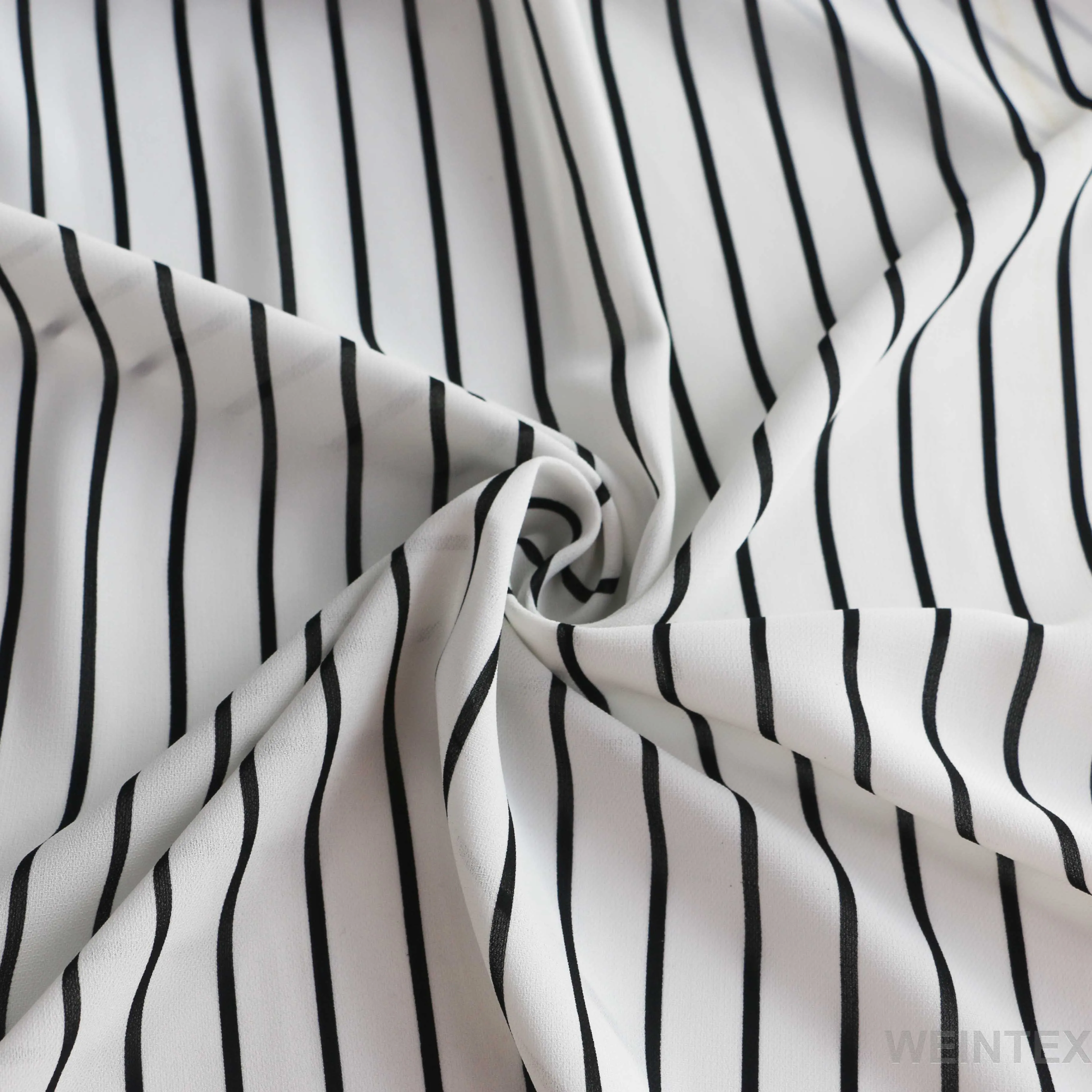 
Soft striped chiffon black and white 100% polyester 135gsm twill printed fabrics stock lot for shirt 