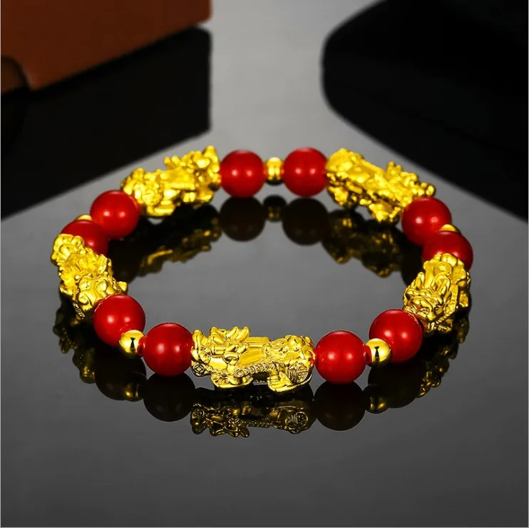 Obsidian Bead bracelet  Hand Carved Mantra Stone Feng Shui Pi Xiu Bracelet Wealth Bracelets  Mens Women